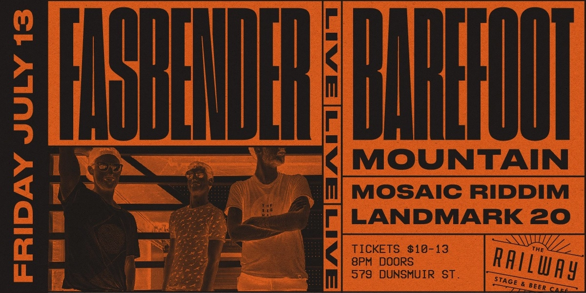 Event image for FASBENDER + BAREFOOT MOUNTAIN // THE RAILWAY STAGE & BEER CAFÉ