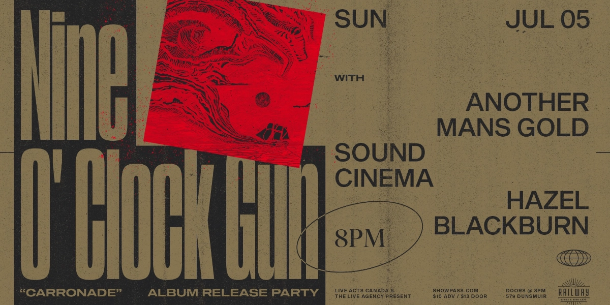 Event image for NINE O' CLOCK GUN ALBUM RELEASE "CARRONADE" // RAILWAY STAGE & BEER CAFÉ