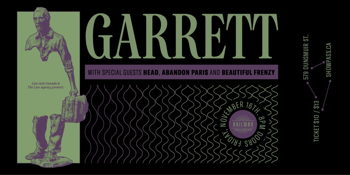 Event image for GARRETT + GUESTS // THE RAILWAY STAGE & BEER CAFÉ