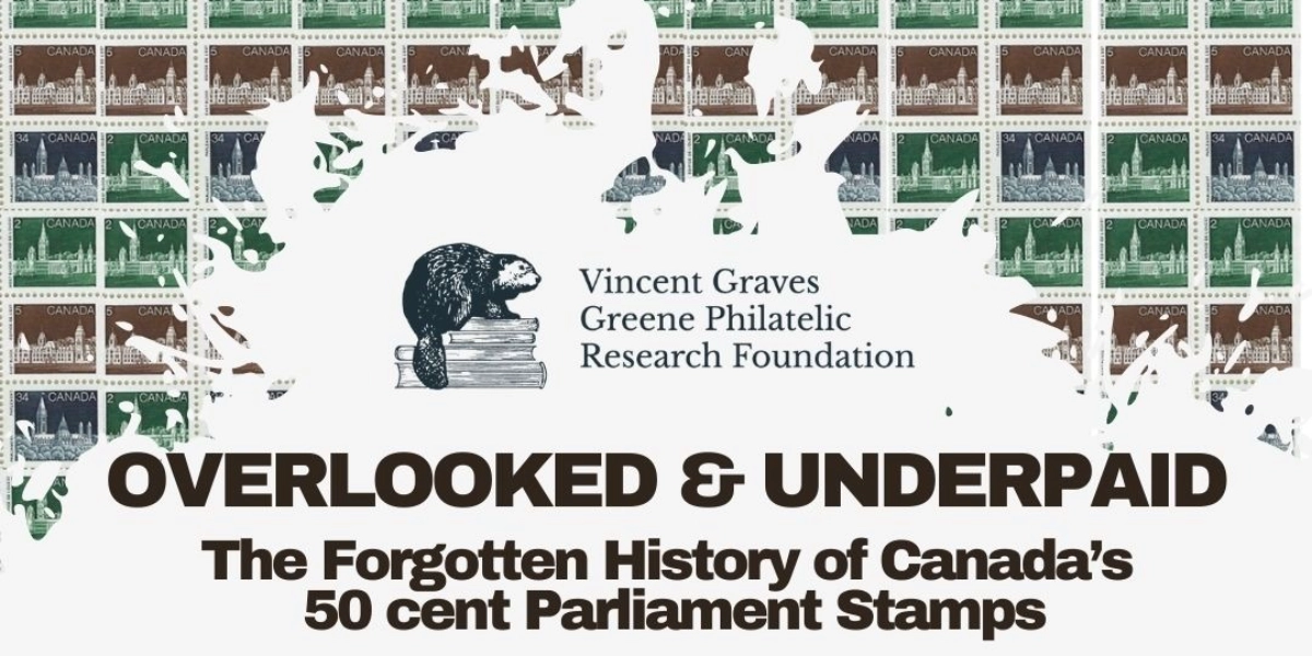 Event image for Overlooked & Underpaid: The Forgotten History of Canada's 50 cent Parliament Stamps