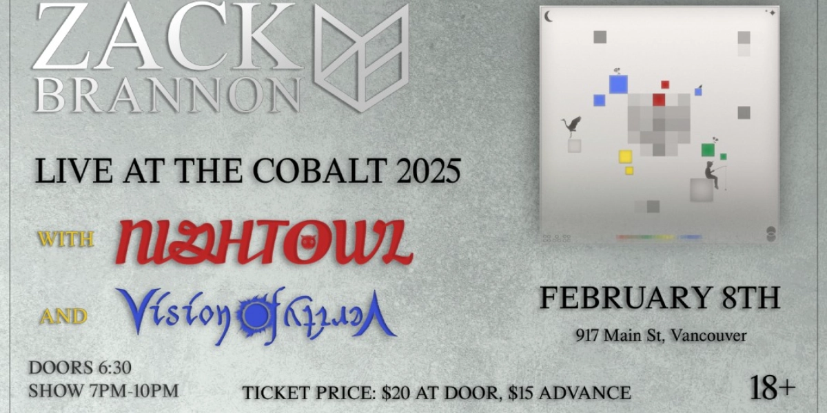 Event image for Zack Brannon w. Night Owl, and Vision of Verity