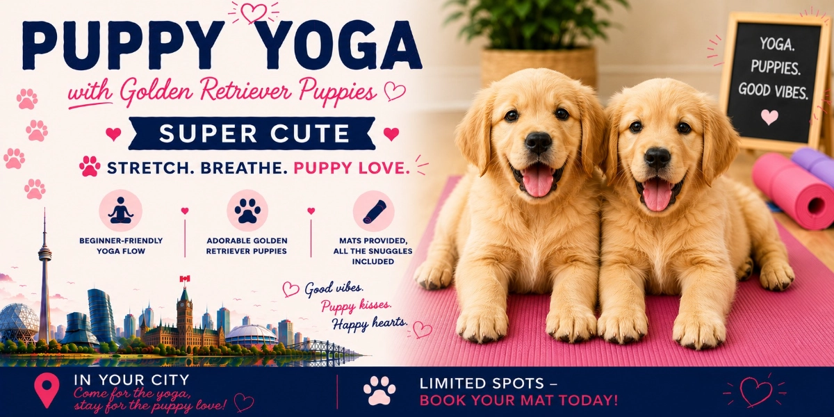 Event image for Golden Retriever Puppy Yoga in Hamilton/Stoney Creek