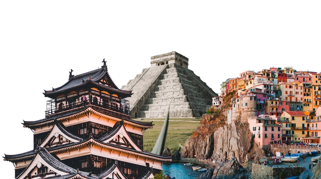 World landmarks collage